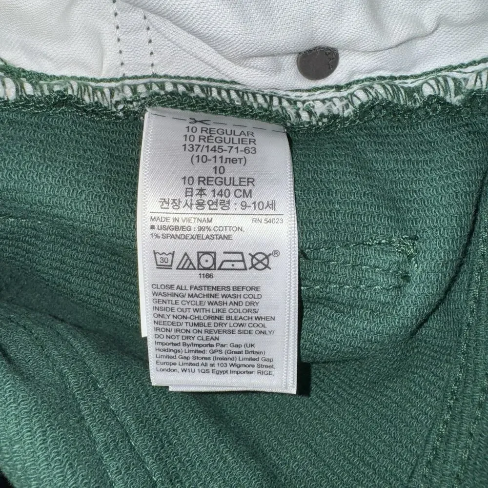 NWT GAP Kids Boys 10 Reg Stretch Corduroy Pants Green Soft Washwell Straight Leg